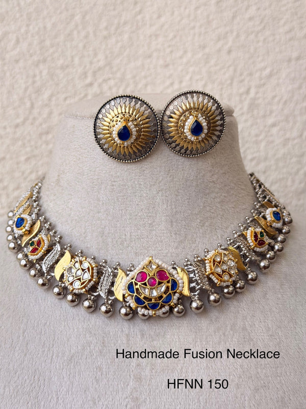 Handcrafted Silver Jadau Fusion Necklace