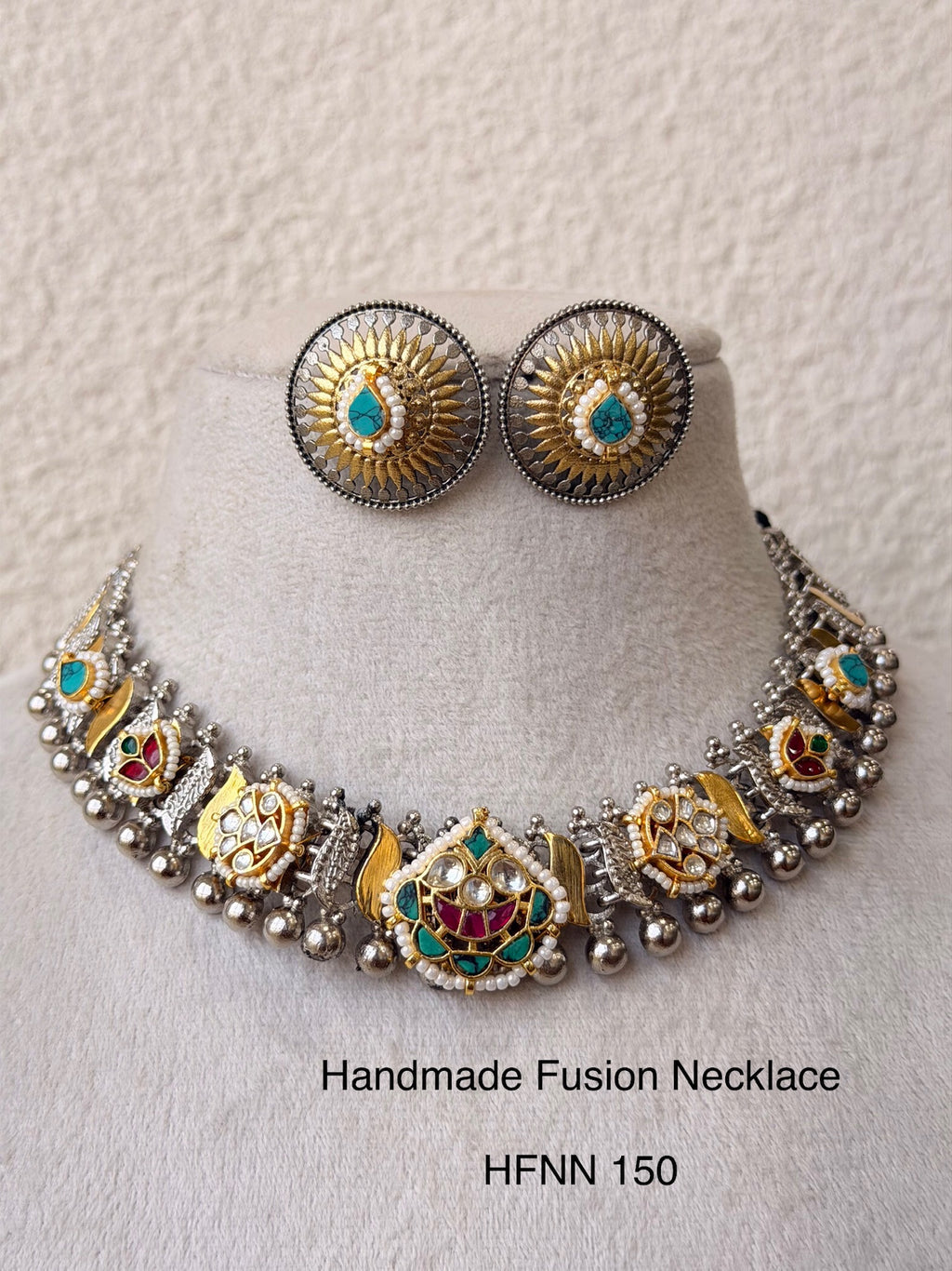 Handcrafted Silver Jadau Fusion Necklace