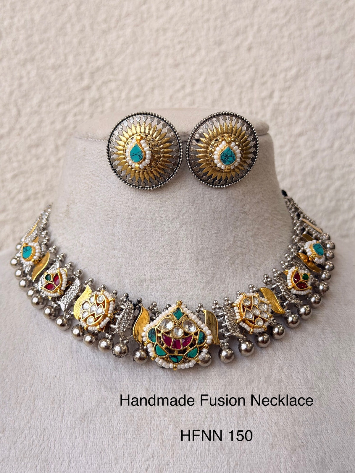 Handcrafted Silver Jadau Fusion Necklace