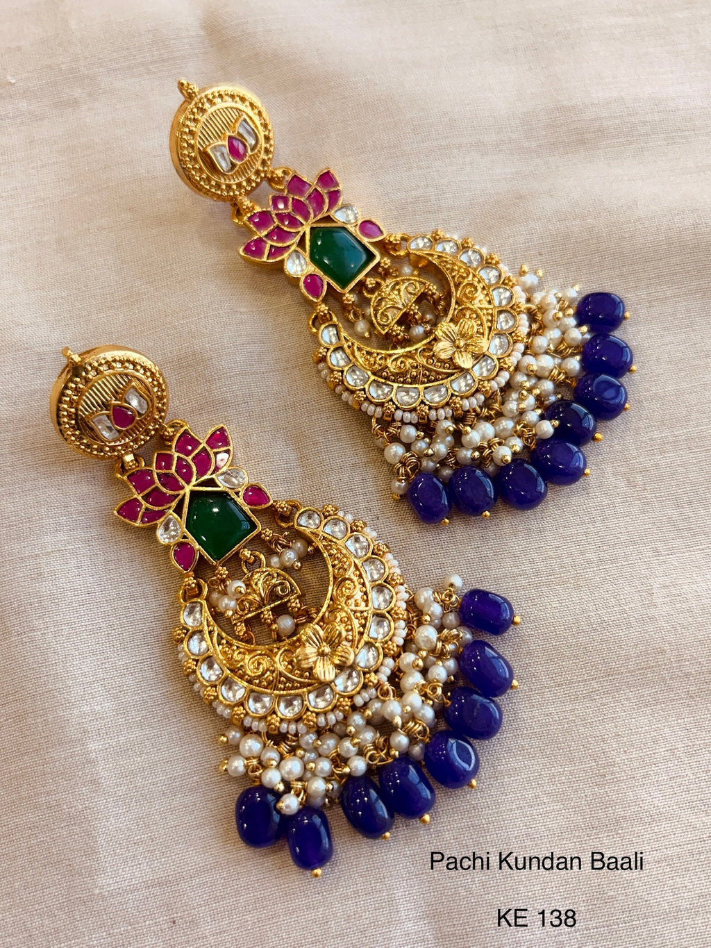 Heritage pachi kundan chandbali