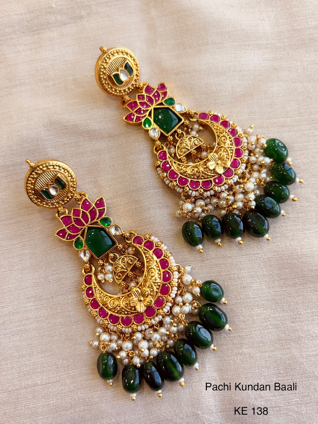 Heritage pachi kundan chandbali