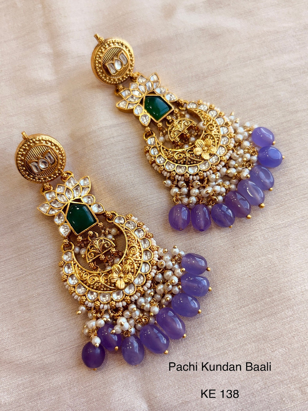 Heritage pachi kundan chandbali