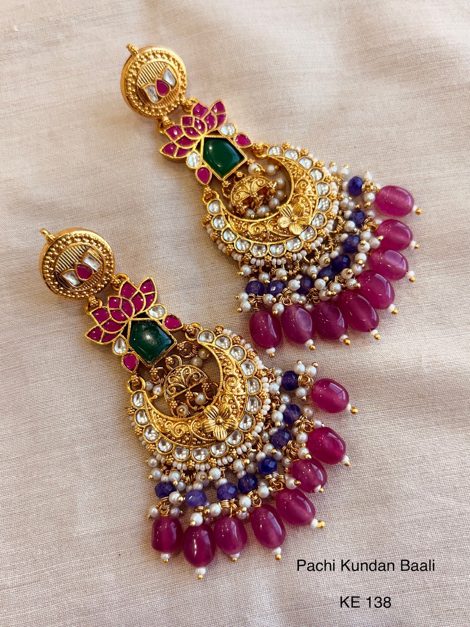 Heritage pachi kundan chandbali
