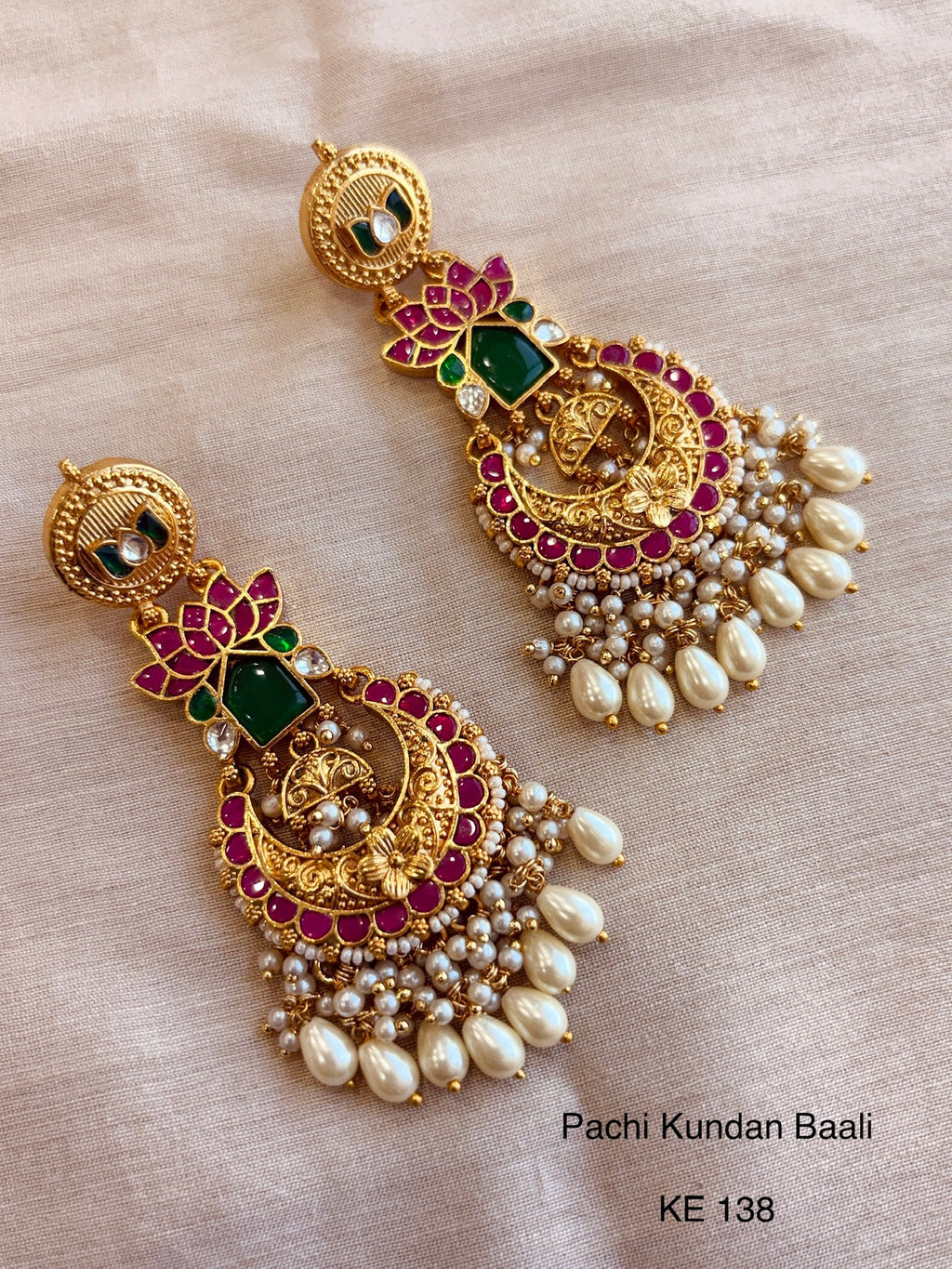 Heritage pachi kundan chandbali
