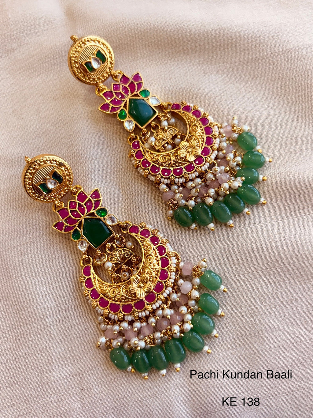 Heritage pachi kundan chandbali