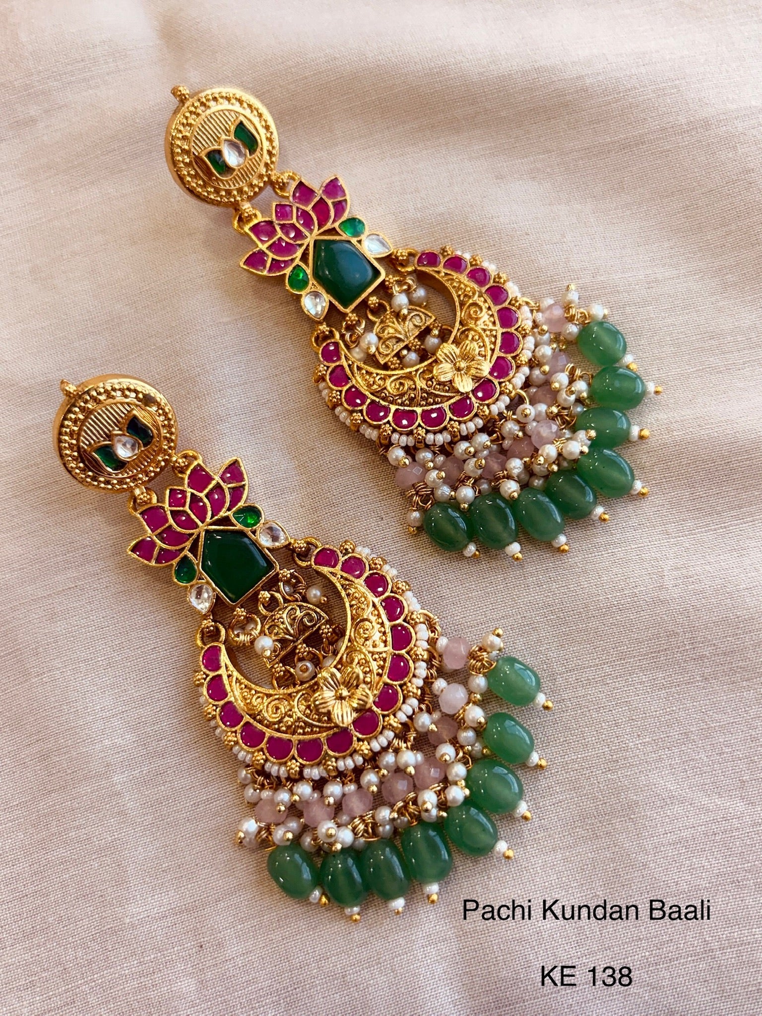 Heritage pachi kundan chandbali