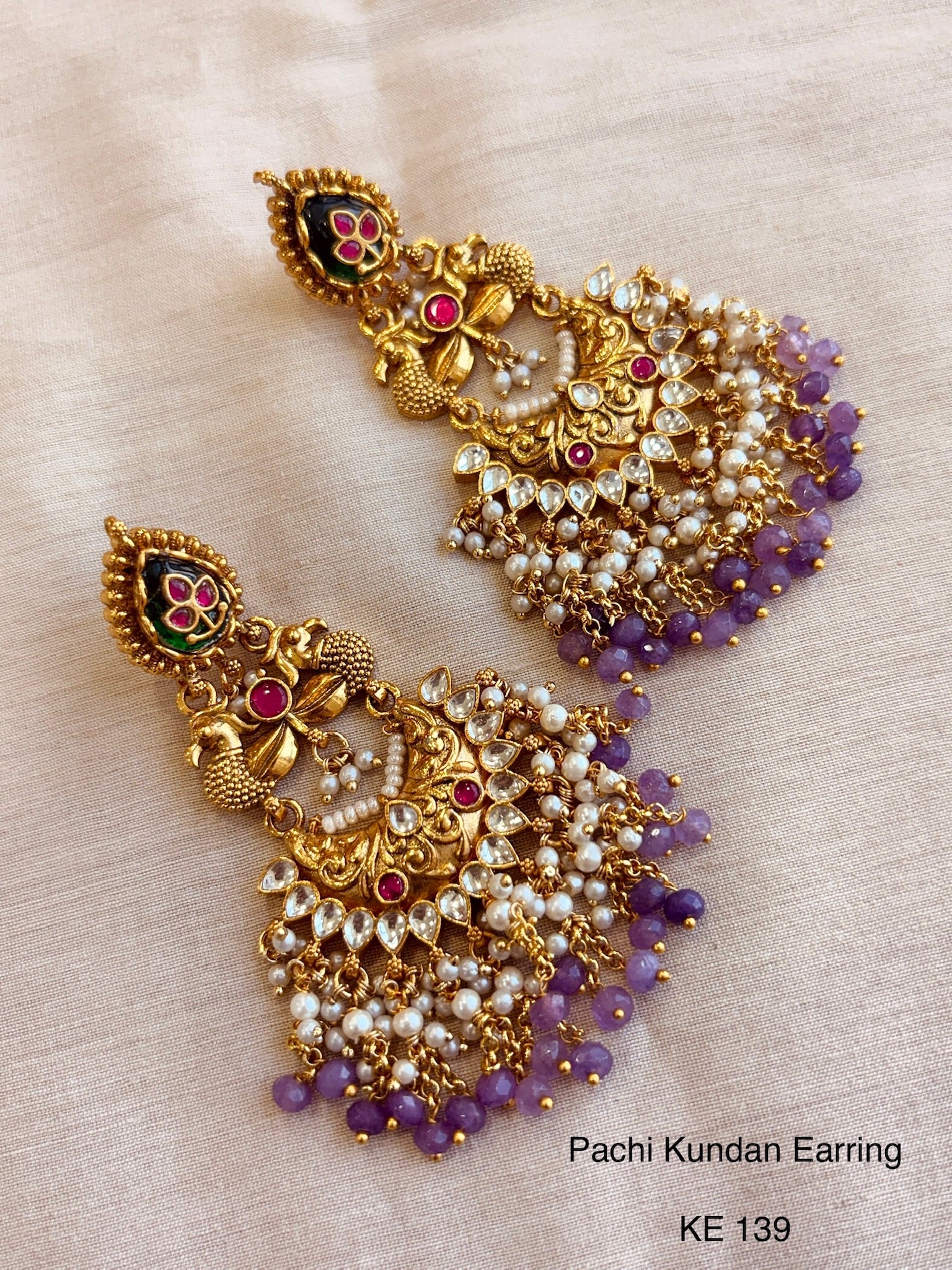 Heritage pachi kundan chandbali