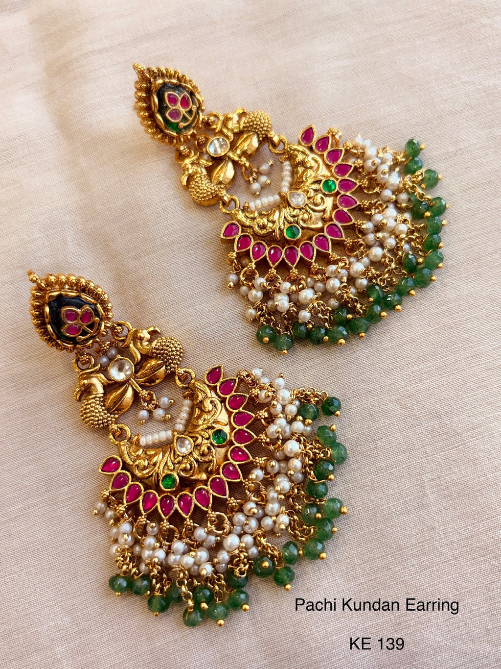 Heritage pachi kundan chandbali
