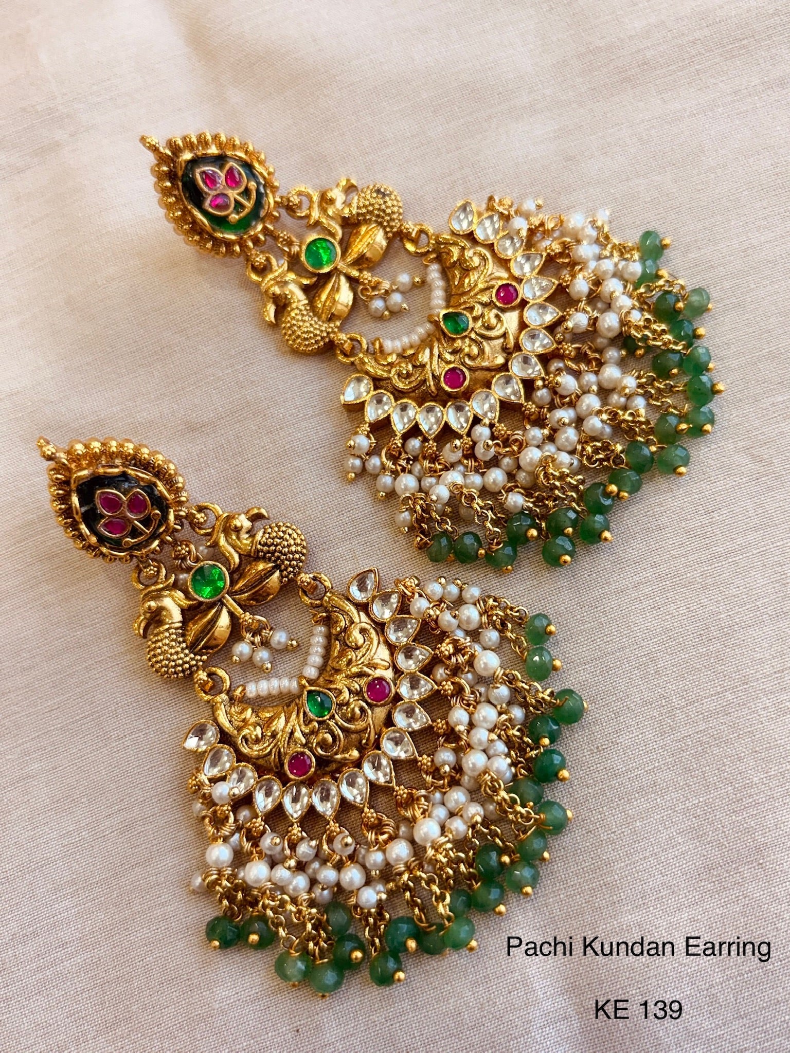 Heritage pachi kundan chandbali