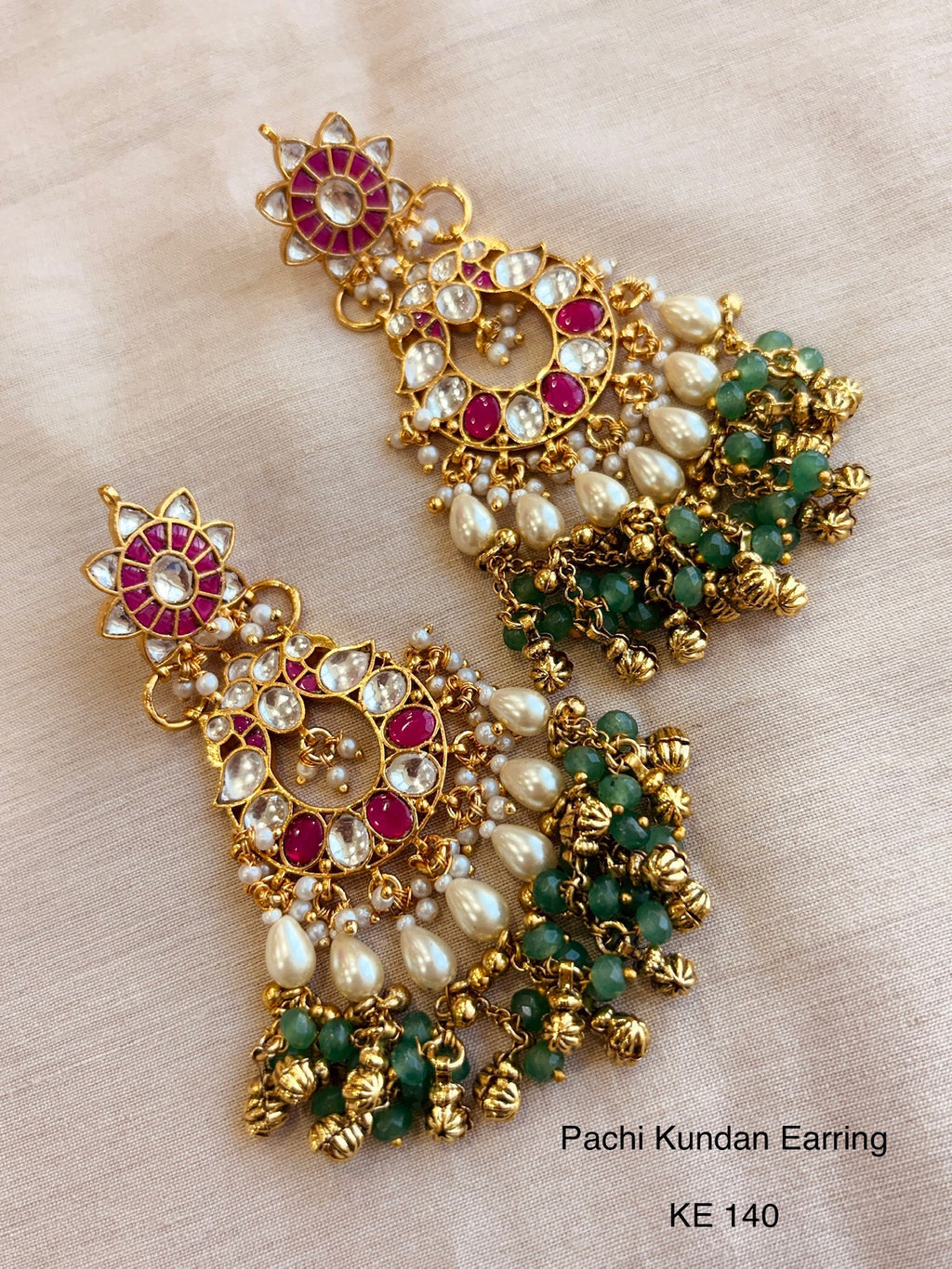 Heritage pachi kundan chandbali