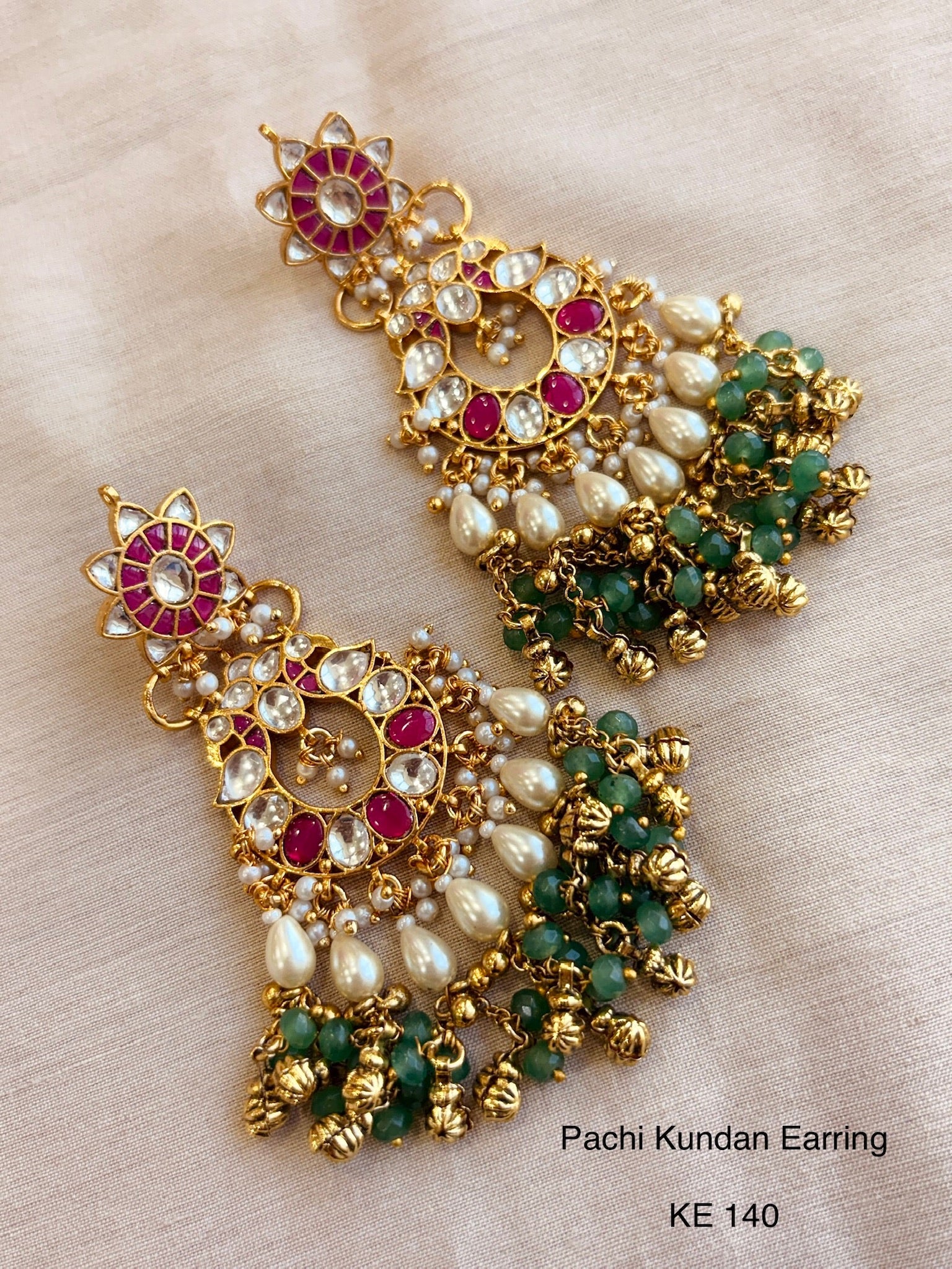 Heritage pachi kundan chandbali