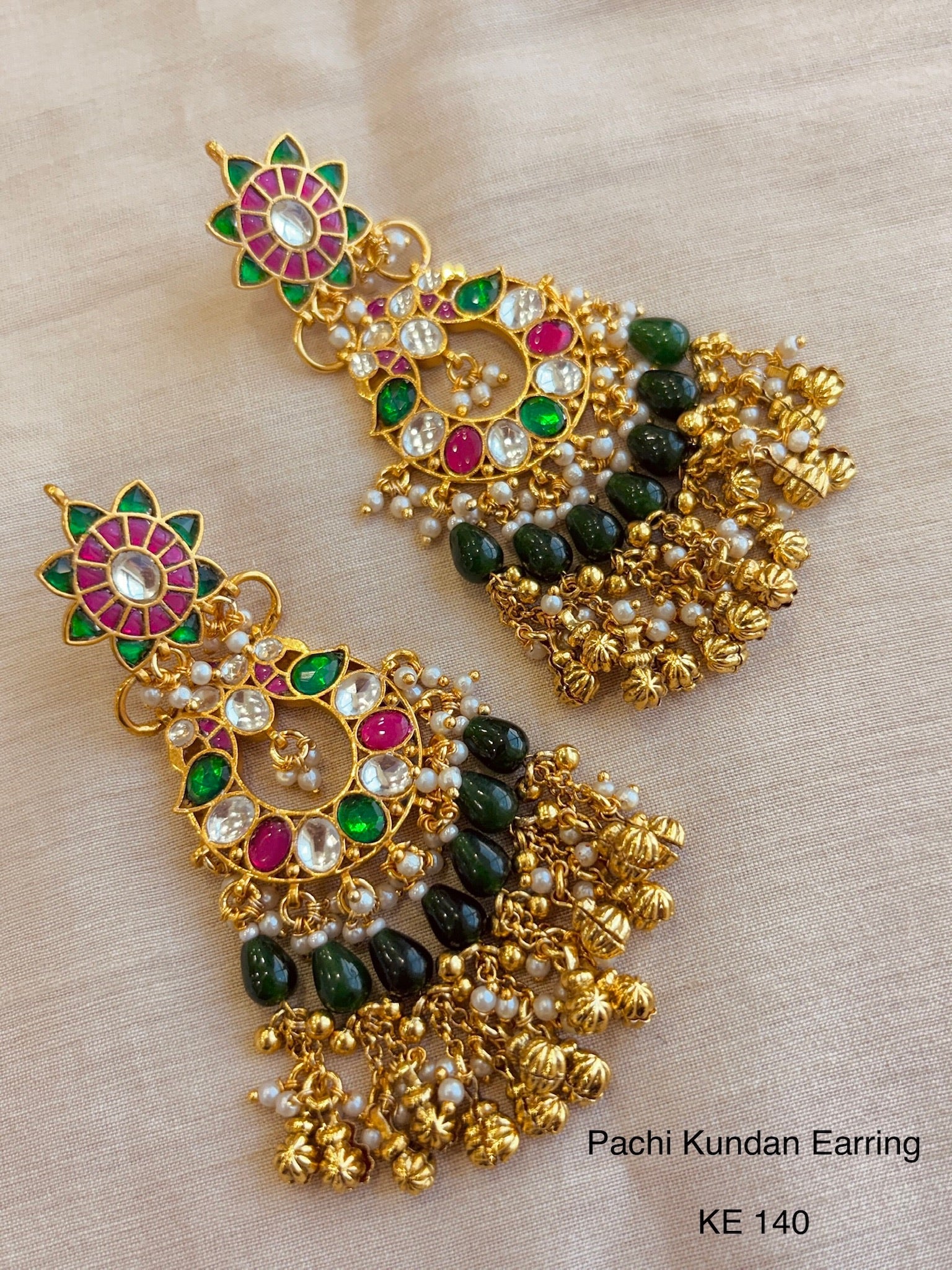 Heritage pachi kundan chandbali