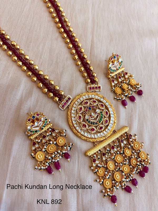 Heritage pachi kundan long necklace