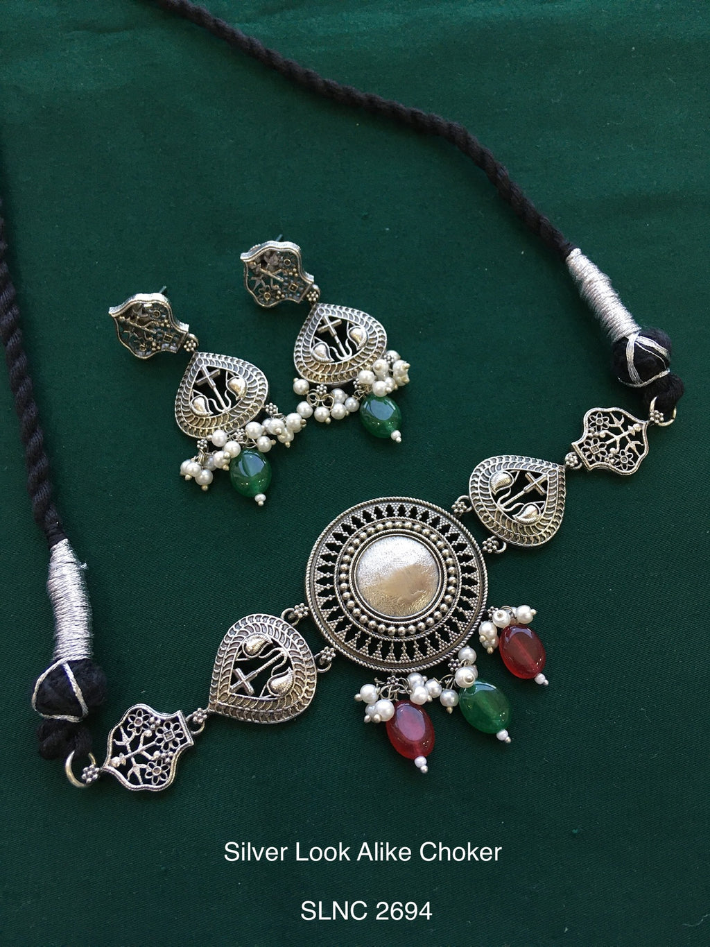 Antique silver tone choker