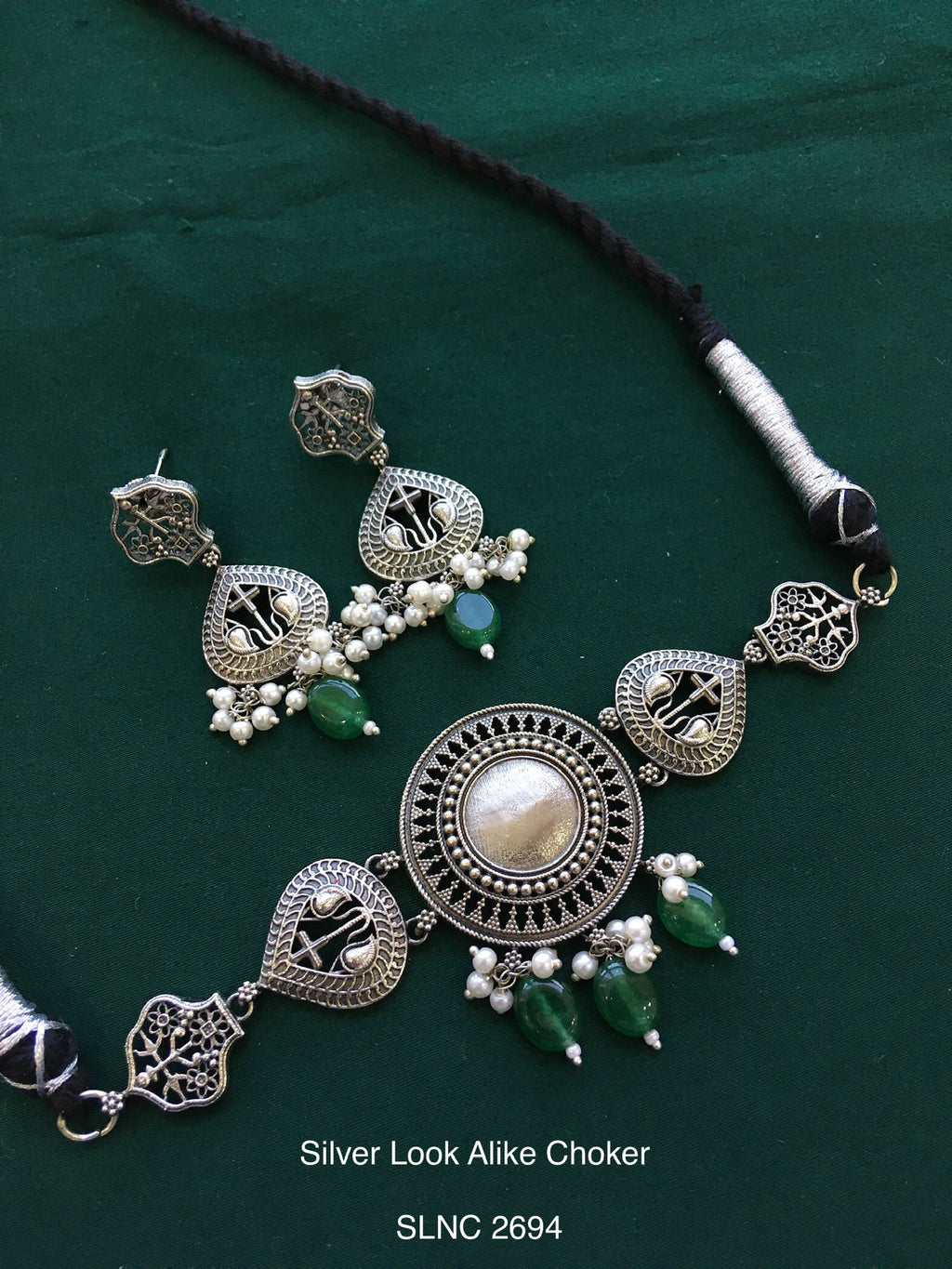 Antique silver tone choker