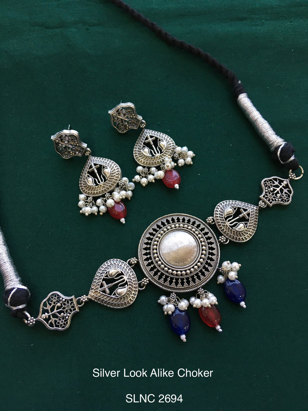 Antique silver tone choker