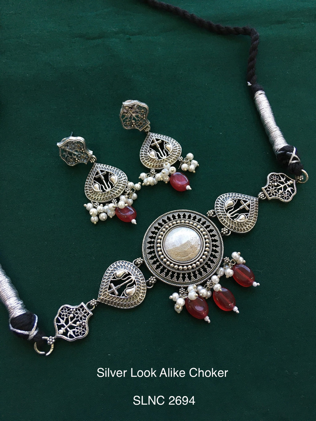 Antique silver tone choker